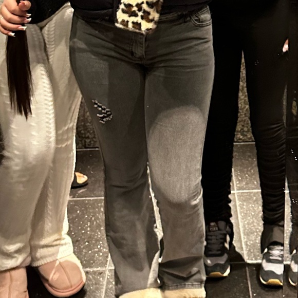 Denim - Gray low rise flared jeans